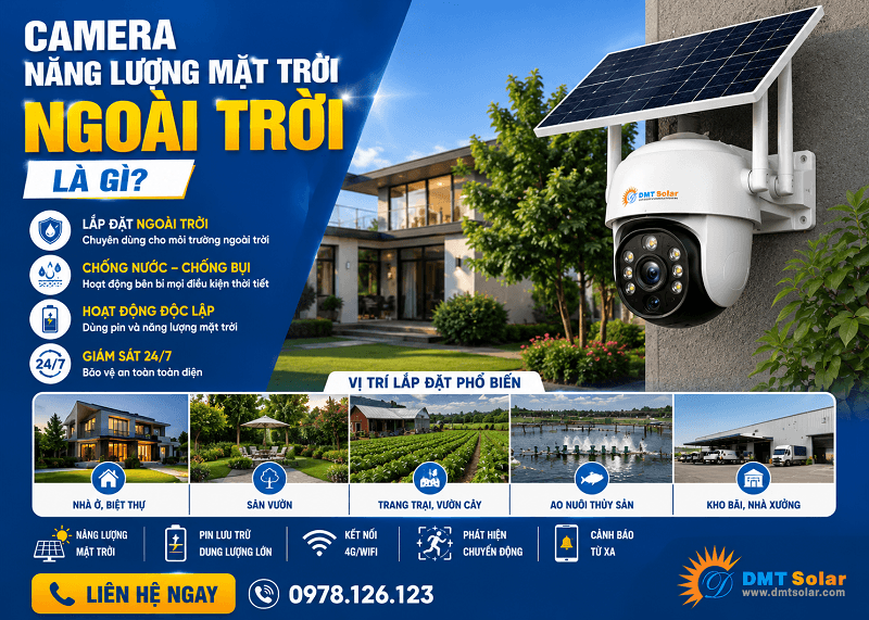 Camera năng lượng mặt trời ngo&agrave;i trời hoạt động độc lập