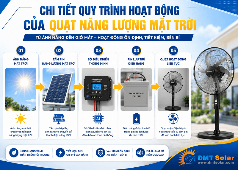 Nguy&ecirc;n l&yacute; hoạt động của quạt năng lượng mặt trời chi tiết