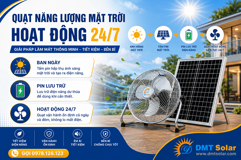Quạt năng lượng mặt trời c&oacute; hoạt động khi trời mưa