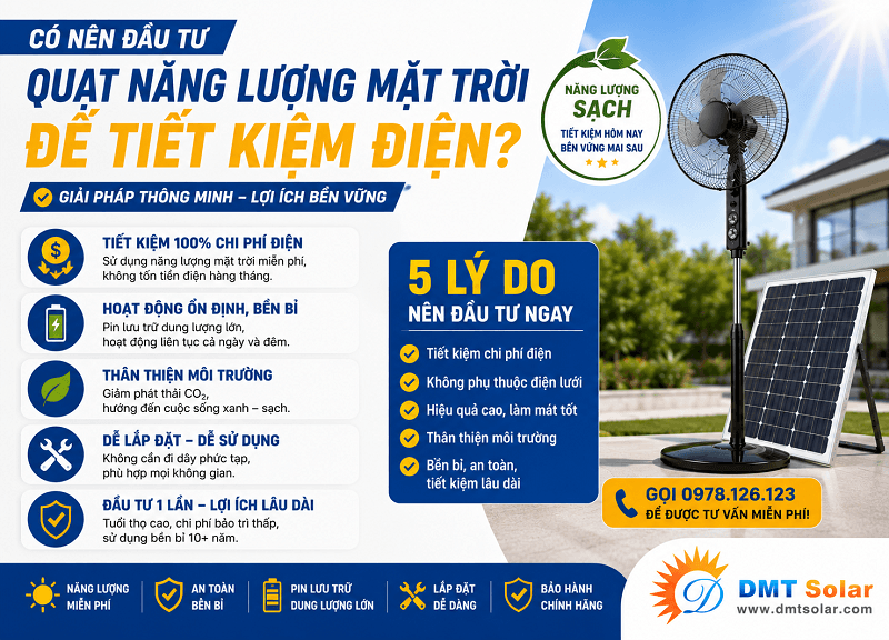 N&ecirc;n đầu tư quạt năng lượng mặt trời để tiết kiệm điện