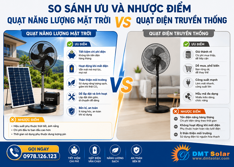 Quạt năng lượng mặt trời c&oacute; độ an to&agrave;n cao hơn quạt truyền thống