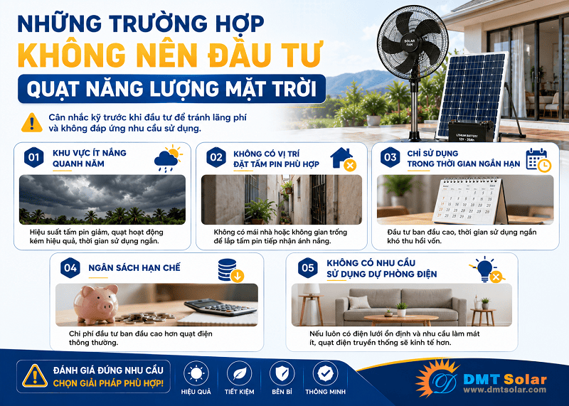 Những người &iacute;t c&oacute; nhu cầu d&ugrave;ng quạt th&igrave; kh&ocirc;ng n&ecirc;n mua quạt năng lượng mặt trời
