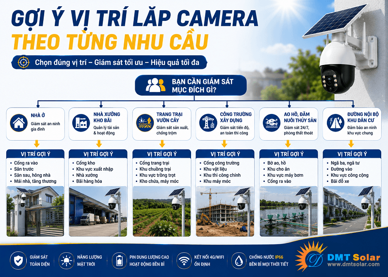 Gợi &yacute; vị tr&iacute; lắp camera năng lượng mặt trời