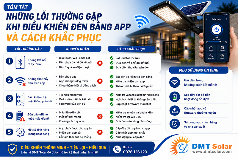 Những lỗi thường gặp khi điều khiển đ&egrave;n bằng app