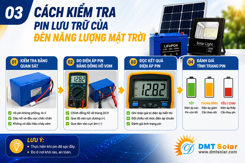 Điện &aacute;p pin đ&egrave;n năng lượng mặt trời b&igrave;nh thường dao dao động trong khoảng 3,2V - 3,7V