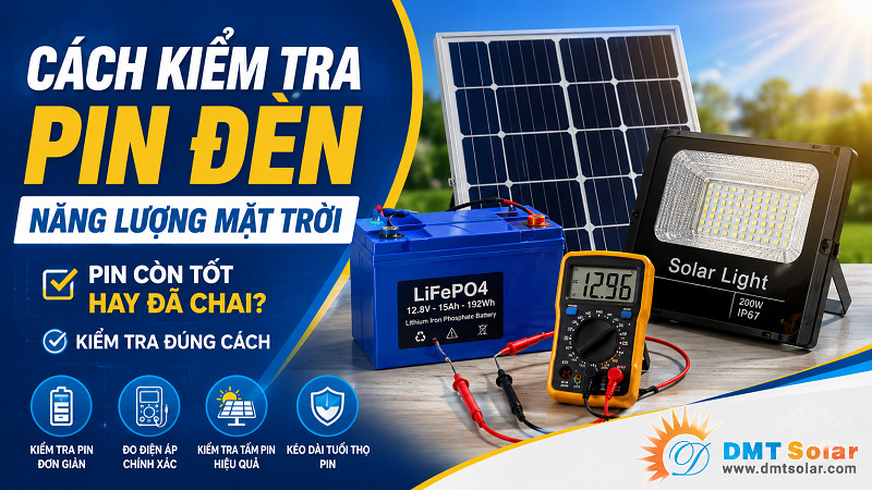 T&igrave;m hiểu về c&aacute;ch kiểm tra pin của đ&egrave;n năng lượng mặt trời