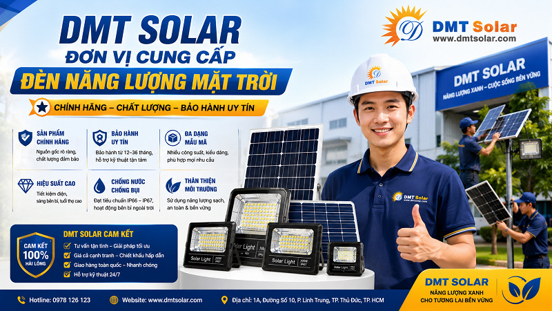 DMT Solar l&agrave; đơn vị cung cấp đ&egrave;n năng lượng mặt trời ch&iacute;nh h&atilde;ng