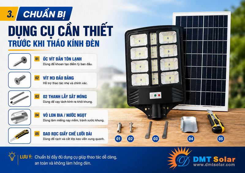 Dụng cụ cần chuẩn bị trước khi th&aacute;o k&iacute;nh đ&egrave;n