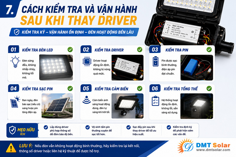 Bật thử đ&egrave;n sau khi thay driver để kiểm tra hoạt động của thiết bị