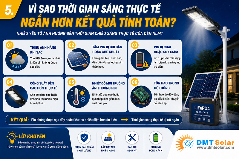 Thời gian s&aacute;ng thực tế ngắn hơn kết quả t&iacute;nh to&aacute;n li&ecirc;n quan đến nhiều yếu tố