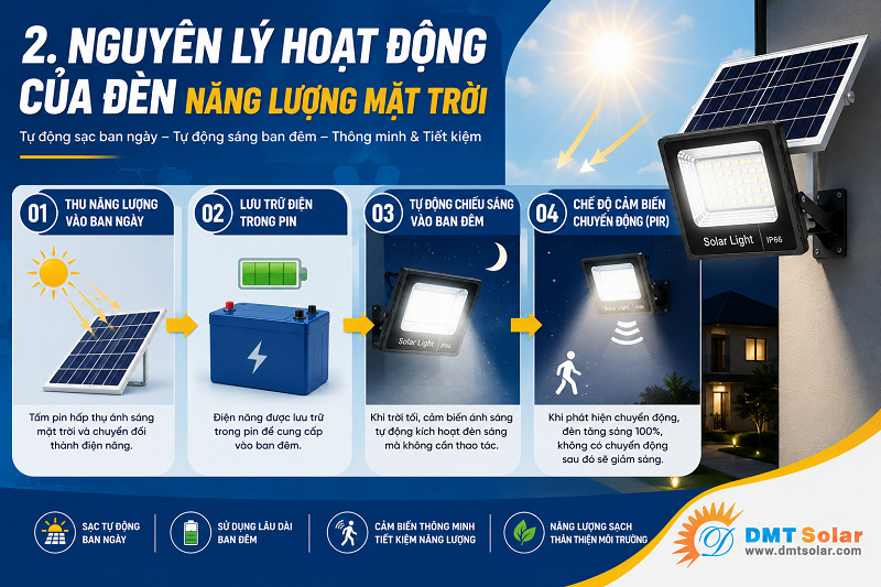 C&aacute;ch thức hoạt động của đ&egrave;n năng lượng mặt trời