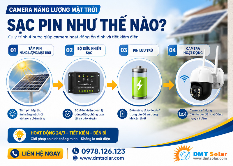 C&aacute;ch m&agrave; camera năng lượng mặt trời sạc pin