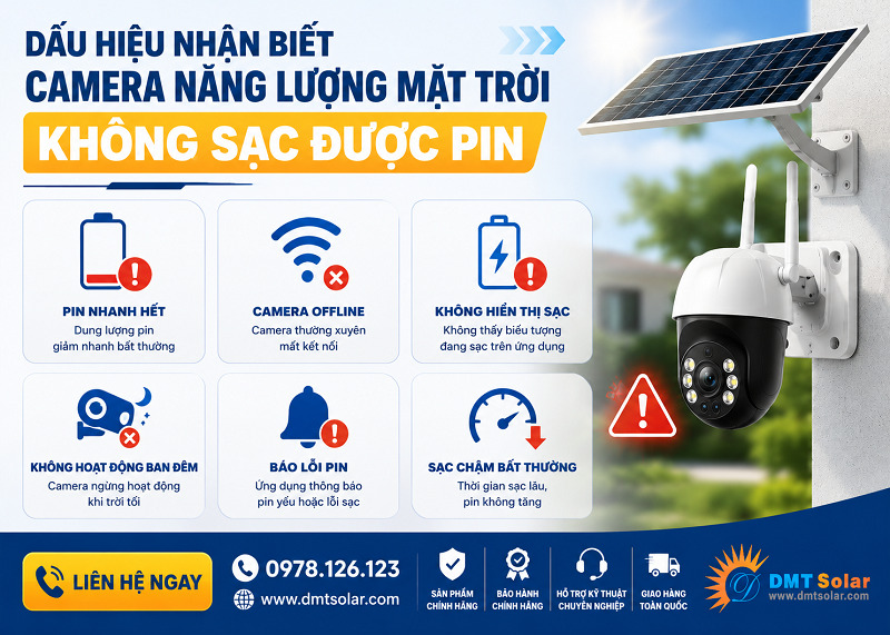 C&aacute;ch nhận biết camera năng lượng mặt trời kh&ocirc;ng thể sạc pin