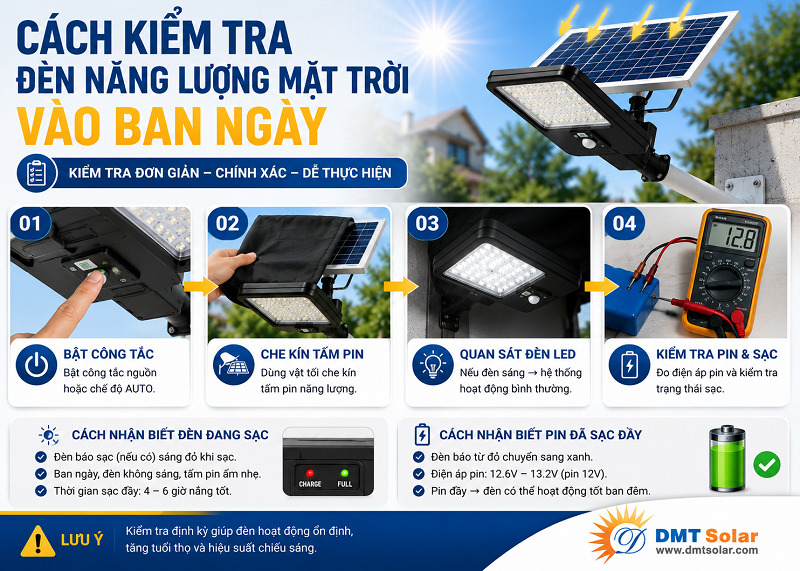 Kiểm tra t&igrave;nh trạng sạc của tấm pin năng lượng mặt trời