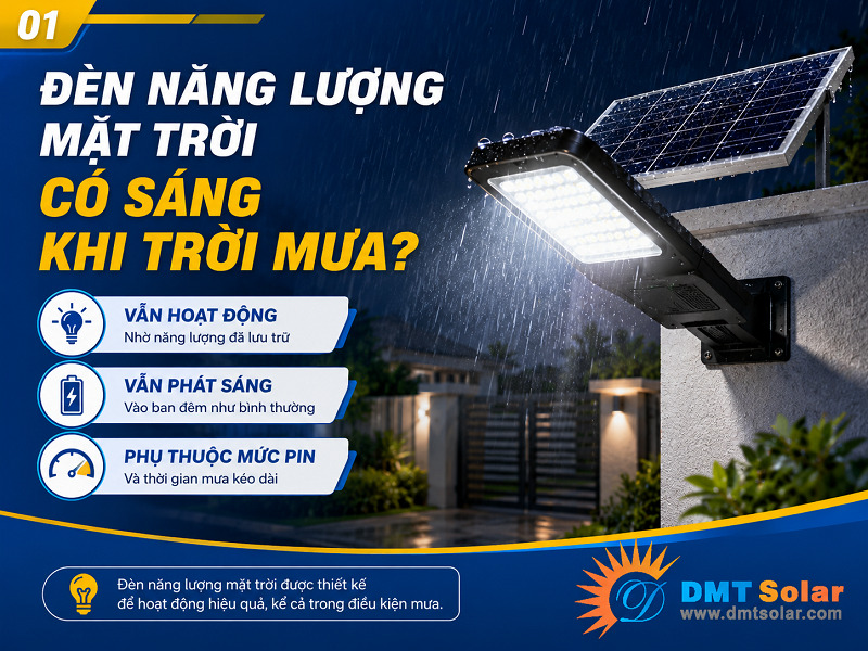 Đ&egrave;n năng lượng mặt trời c&oacute; s&aacute;ng khi trời mưa kh&ocirc;ng?