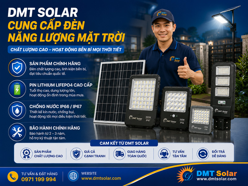 DMT Solar l&agrave; đơn vị chuy&ecirc;n cung cấp v&agrave; lắp đặt đ&egrave;n năng lượng mặt trời tại Việt Nam