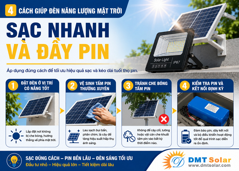 Điều chỉnh g&oacute;c nghi&ecirc;ng gi&uacute;p đ&egrave;n năng lượng mặt trời sạc nhanh hơn