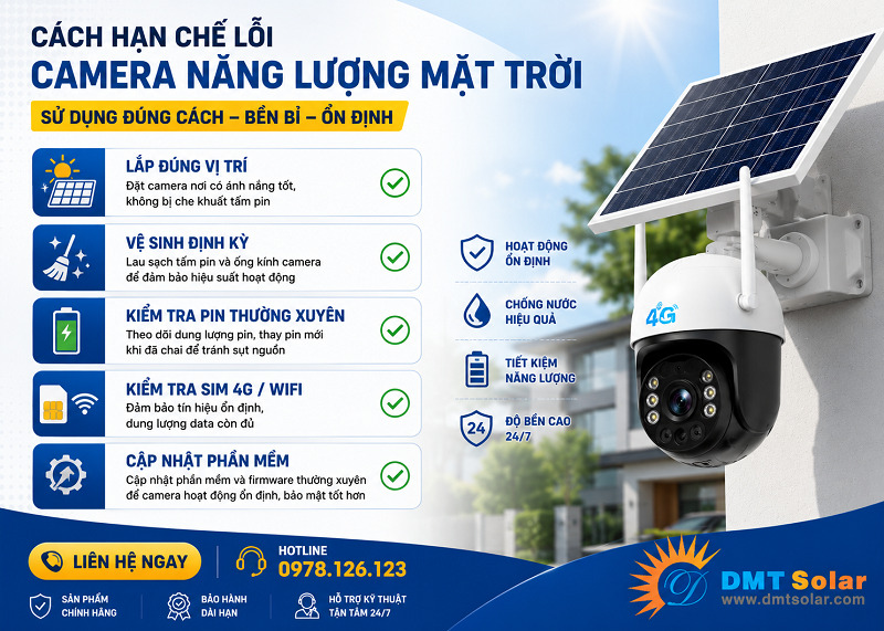 C&aacute;ch hạn chế lỗi camera d&ugrave;ng năng lượng mặt trời trong qu&aacute; tr&igrave;nh sử dụng