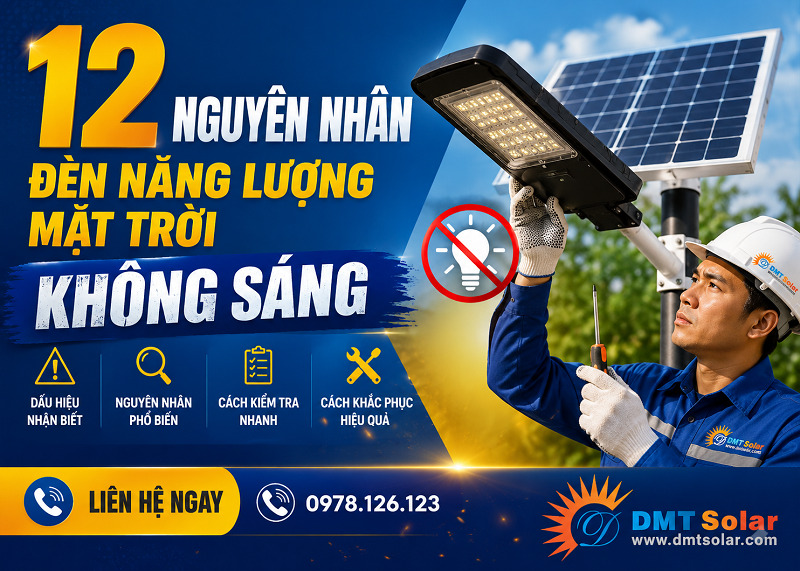Tổng hợp đầy đủ 12 nguy&ecirc;n nh&acirc;n đ&egrave;n năng lượng mặt trời kh&ocirc;ng s&aacute;ng