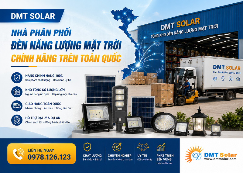 DMT Solar - Nh&agrave; ph&acirc;n phối đ&egrave;n năng lượng mặt trời ch&iacute;nh h&atilde;ng