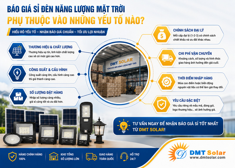 C&aacute;c yếu tố ảnh hưởng đến gi&aacute; sỉ đ&egrave;n x&agrave;i năng lượng mặt trời