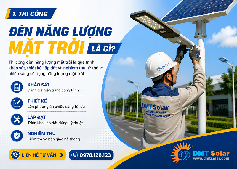 Thi c&ocirc;ng đ&egrave;n năng lượng mặt trời trọn g&oacute;i