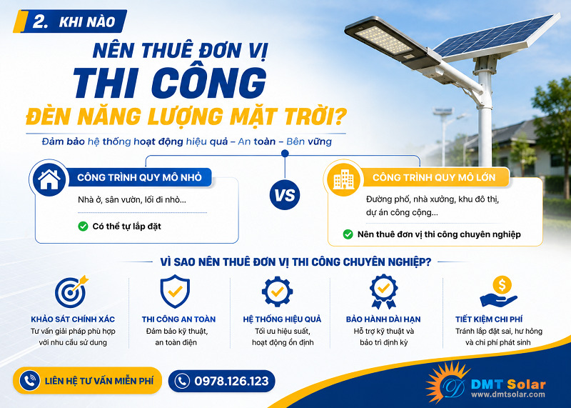 Thu&ecirc; dịch vụ lắp đặt đ&egrave;n năng lượng mặt trời