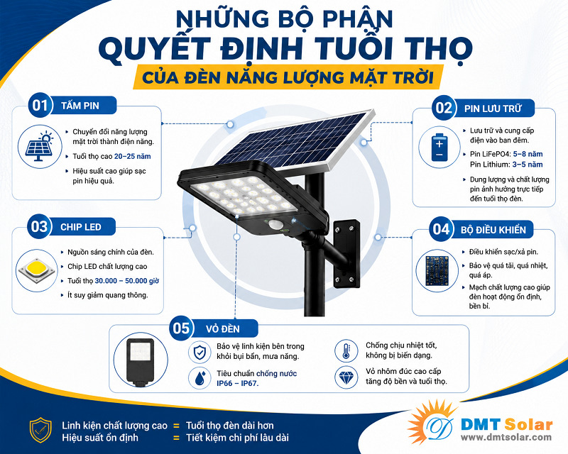 3 bộ phận n&agrave;y sẽ quyết định đến tuổi thọ của đ&egrave;n NLMT