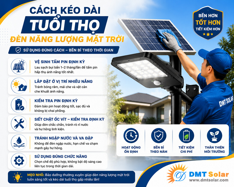 C&aacute;ch k&eacute;o d&agrave;i tuổi thọ đ&egrave;n NLMT