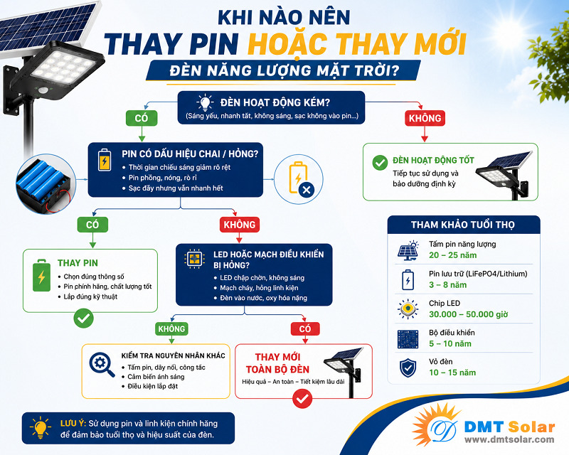 Khi n&agrave;o n&ecirc;n thay pin v&agrave; khi n&agrave;o n&ecirc;n thay to&agrave;n bộ đ&egrave;n?