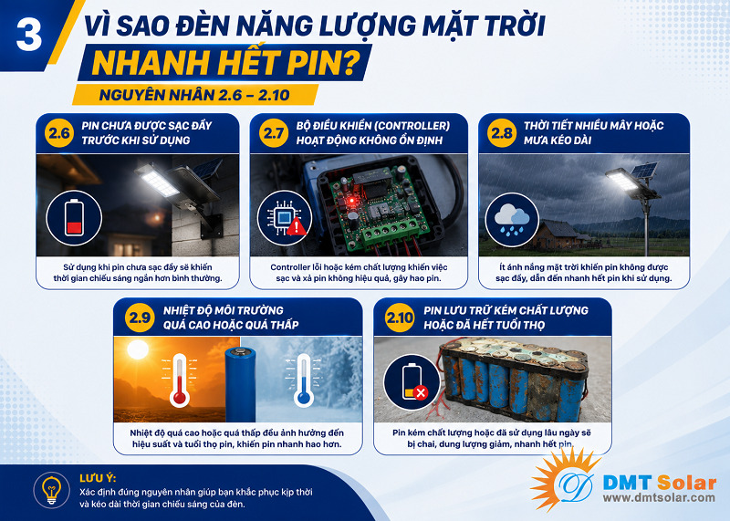 Nguy&ecirc;n nh&acirc;n khiến đ&egrave;n năng lượng mặt trời nhanh hết pin rất đa dạng