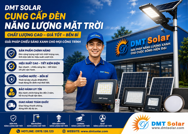 DMT Solar tự h&agrave;o l&agrave; đơn vị chuy&ecirc;n cung cấp đ&egrave;n năng lượng mặt trời ch&iacute;nh h&atilde;ng