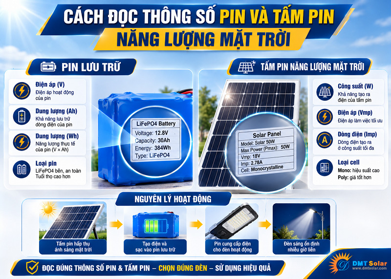 Bạn cần nắm được c&aacute;ch đọc th&ocirc;ng số pin v&agrave; tấm pin năng lượng mặt trời&nbsp;