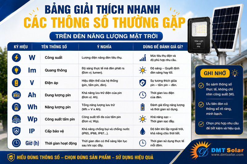Bảng tổng hợp c&aacute;c th&ocirc;ng số của đ&egrave;n l&agrave; căn cứ gi&uacute;p bạn lựa chọn được sản phẩm ph&ugrave; hợp