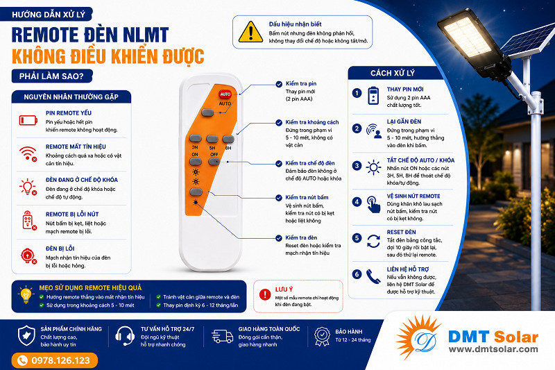 Nguy&ecirc;n nh&acirc;n khiến remote đ&egrave;n năng lượng mặt trời kh&ocirc;ng điều khiển được 