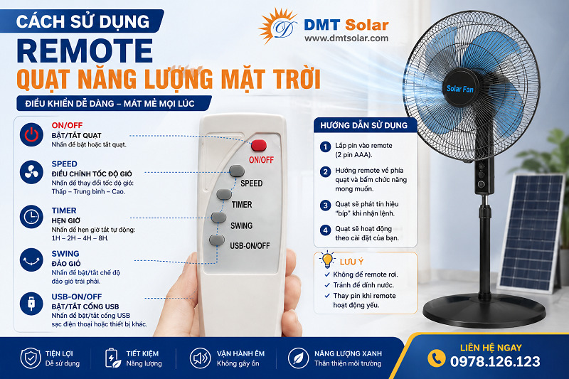 Remote quạt năng lượng mặt trời
