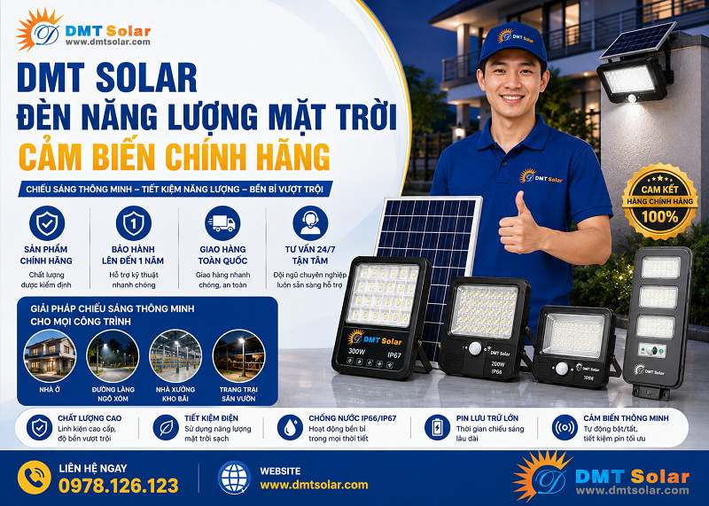DMT Solar tự h&agrave;o l&agrave; đơn vị cung cấp đ&egrave;n năng lượng mặt trời cảm biến ch&iacute;nh h&atilde;ng