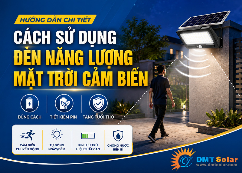 Chi tiết về c&aacute;ch sử dụng đ&egrave;n năng lượng mặt trời cảm biến A-Z