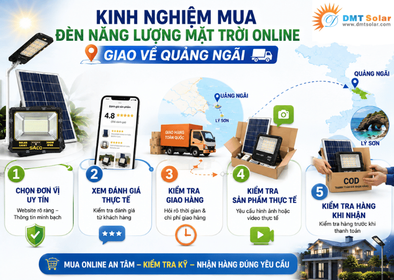 Kinh nghiệm mua đ&egrave;n năng lượng mặt trời online giao về Quảng Ng&atilde;i
