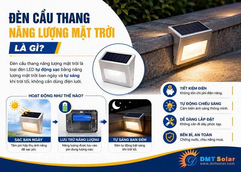 Đ&egrave;n cầu thang năng lượng mặt trời l&agrave; thiết bị chiếu s&aacute;ng chuy&ecirc;n dụng cho khu vực cầu thang
