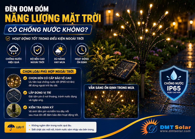 Đ&egrave;n đom đ&oacute;m năng lượng mặt trời c&oacute; khả năng chống nước tốt