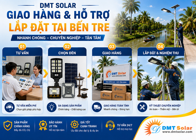 Kh&aacute;ch h&agrave;ng cần hỗ trợ lắp đặt đ&egrave;n tại khu vực Bến Tre, DMT sẵn s&agrave;ng