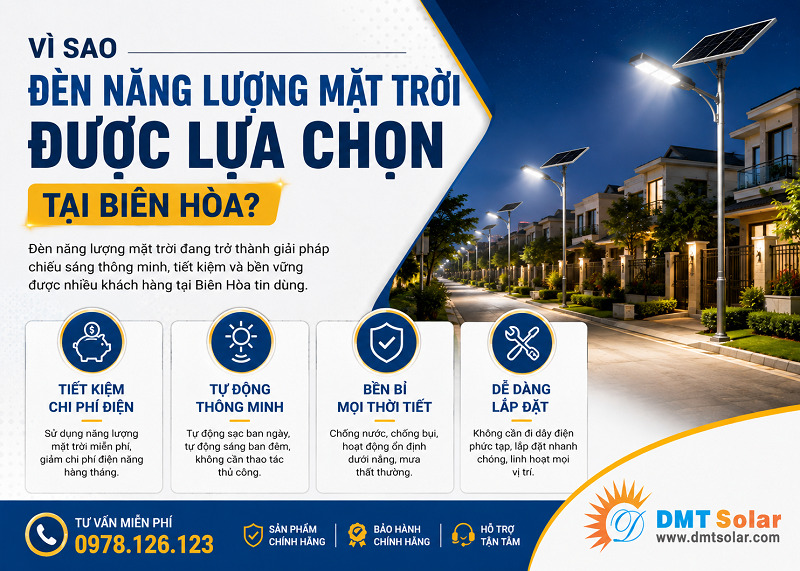 Đ&egrave;n năng lượng mặt trời được nhiều kh&aacute;ch h&agrave;ng tại Bi&ecirc;n H&ograve;a lựa chọn khả năng vận h&agrave;nh th&ocirc;ng minh