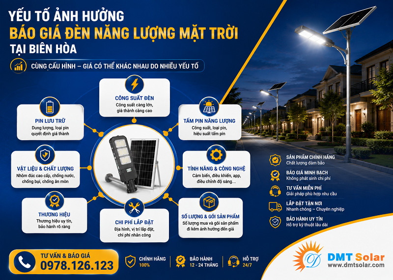 Gi&aacute; của đ&egrave;n năng lượng mặt trời tại Bi&ecirc;n H&ograve;a được quyết định bởi c&ocirc;ng suất hoạt động