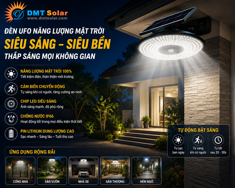 Đ&egrave;n đĩa bay năng lượng mặt trời 1000W t&iacute;ch hợp cảm biến chuyển động si&ecirc;u nhạy