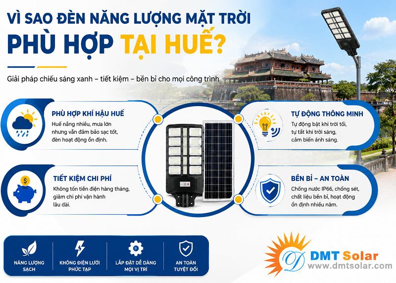Đ&egrave;n năng lượng mặt trời c&oacute; khả năng chống chịu tốt với mưa b&atilde;o tại Huế
