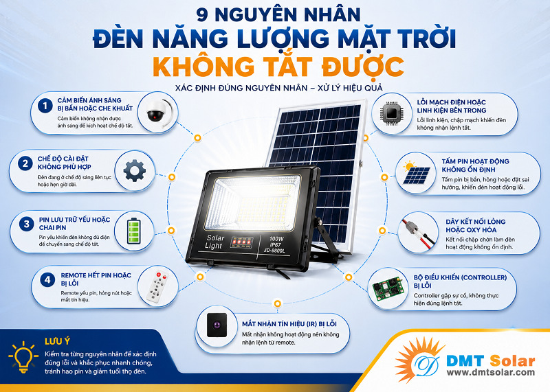 Lắp đặt đ&egrave;n sai vị tr&iacute; khiến cảm biến nhận diện sai dẫn đến đ&egrave;n kh&ocirc;ng tắt đ&uacute;ng c&aacute;ch