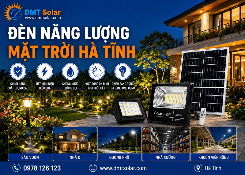 Đ&egrave;n Năng Lượng Mặt Trời H&agrave; Tĩnh Ch&iacute;nh H&atilde;ng, Chống Mưa B&atilde;o, Gi&aacute; Tốt