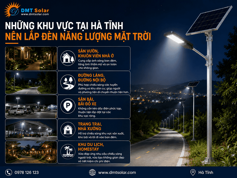 Những khu vực tại H&agrave; Tĩnh n&ecirc;n lắp đ&egrave;n năng lượng mặt trời