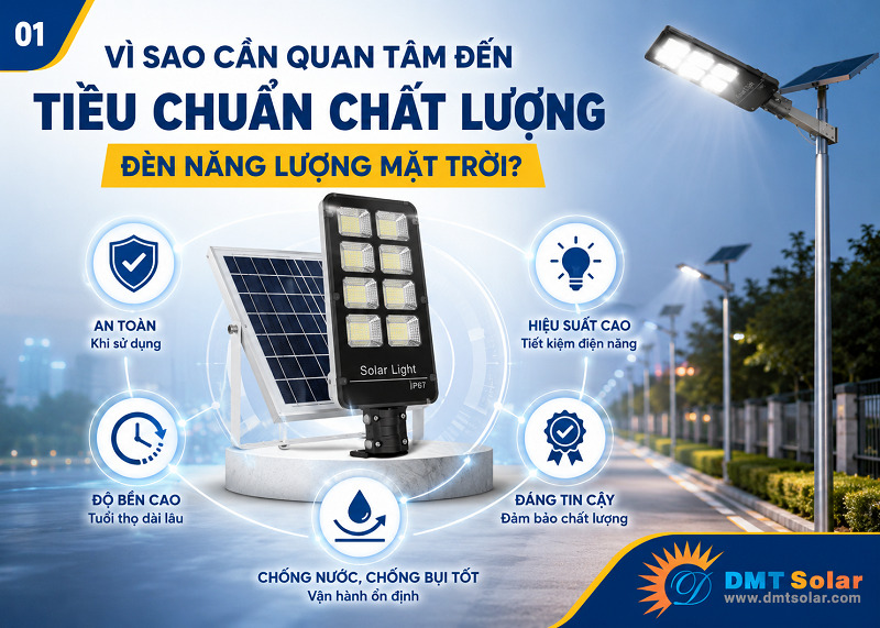 Bạn cần quan t&acirc;m đến ti&ecirc;u chuẩn chất lượng đ&egrave;n năng lượng mặt trời nhằm đảm bảo an to&agrave;n khi sử dụng&nbsp;